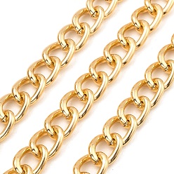 Golden Oxidation Aluminum Cuban Link Chains, Unwelded, with Spool, Golden, 14.5x10.5x2mm, about 65.62 Feet(20m)/Roll