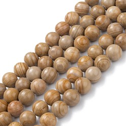 Perú Línea de plata natural hebras de perlas de jaspe, teñido y climatizada, rondo, Perú, 8 mm, agujero: 1.2 mm, sobre 47 unidades / cadena, 15.55'' (39.5 cm)