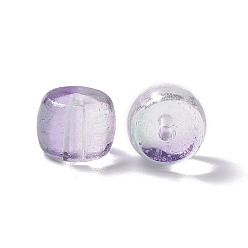 Lila Perlas de vidrio transparentes, barril, lila, 7.5x6 mm, agujero: 1.5 mm