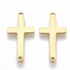 Oro 201 conectores de eslabones de acero inoxidable, enlaces de corte por láser, cruz de lado, dorado, 22x11x1 mm, agujero: 1 mm