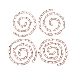 Rose Gold Unwelded Iron Paperclip Chains, Drawn Elongated Cable Chains, Rose Gold, 14x6x1.4mm, about 40cm/45cm/50cm/55cm, 4 strands/set, 6.23 inch(1.9m)/set