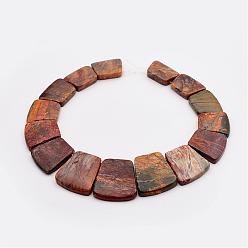 Picasso Jasper Natural Picasso Stone/Picasso Jasper Graduated Bead Strands, Trapezoid, 16~34x23~28x5~6mm, Hole: 1mm, about 15pcs/strand, 12.2 inch