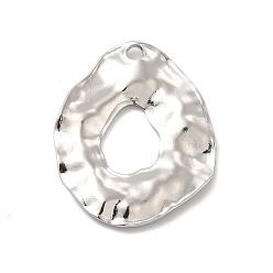 Stainless Steel Color 304 Stainless Steel Pendants, Textured, Irregular Oval Charm, Stainless Steel Color, 31x25x2mm, Hole: 2.5mm