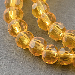Orange Transparent Glass Bead Strands, Faceted, Flat Round, Orange, 4~5x3~4mm, Hole: 0.5mm, about 95pcs/strand, 13.70 inch(34.8cm)