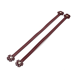 Dark Red Sakura Flower End Cowhide Leather Sew On Bag Handles, with Brass Findings, Bag Strap Replacement Accessories, Dark Red, 44.9x3.75x0.75cm, Hole: 1.8mm