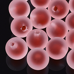 Red Transparent Acrylic Beads, Rubber Style, Bead in Bead, Half Drilled Beads, Round, Red, 15.5x15mm, Half Hole: 3.5mm