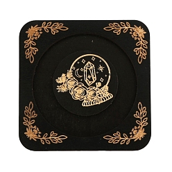 Flor Bandeja expositora de pulseras de madera cuadrada, bandeja decorativa para brazaletes, flor, 9.5x9.5x0.95 cm
