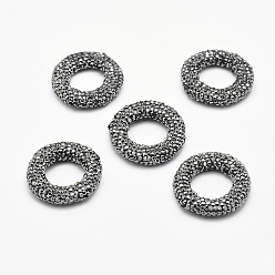 Hematite Polymer Clay Rhinestone Beads, Donut, Hematite, 28~29x5~6mm, Hole: 1.5mm