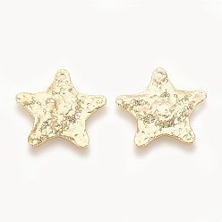 Real 18K Gold Plated Brass Pendants, Star, Nickel Free, Real 18K Gold Plated, 18x19x1.5mm, Hole: 1mm