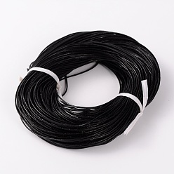Noir Cordon de cuir de vachette , cordon de bijoux en cuir , noir, environ 1.5 mm d'épaisseur