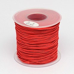 Rouge Cordon élastique rond enveloppé par un fil de nylon, rouge, 0.8mm, environ 54.68 yards (50m)/rouleau