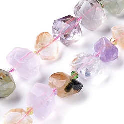 Autres Quartzs Perles naturelles de quartz brins, facette, nuggets, 11~14x15~21x6~14mm, Trou: 0.7mm, Environ 25 pcs/chapelet, 15.3 pouce (39 cm)