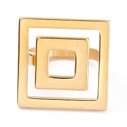Золотой Ионное покрытие (ip) унисекс 304 перстни из нержавеющей стали, квадратный, золотые, Размер 7, 3 мм, внутренний диаметр: 17.3 мм