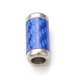 Royal Blue 303 Stainless Steel Magnetic Clasps, Column, Stainless Steel Color, Royal Blue, 21x10x10mm, Inner Diameter: 6mm and 7mm, Small Column: 9x7mm, Inner Diameter: 6mm