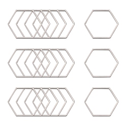 Couleur Acier Inoxydable 304 anneau de liaison en acier inoxydable, hexagone, couleur inox, 20x22.5x0.8mm