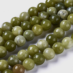 Green Jade Natural Chinese Jade Beads Strands, Round, 8mm, Hole: 1.1mm, about 48pcs/strand, 15.4 inch