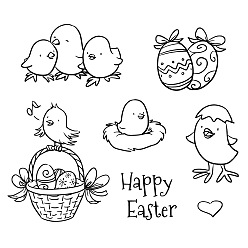 Chick Easter Themed Silicone Clear Stamps, for DIY Scrapbooking, Photo Album Decorative, Cards Making, Chick Pattern, 130x130mm