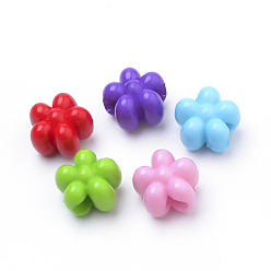 Mixed Color Opaque Acrylic European Beads, Large Hole, Flower, Mixed Color, 16.5x12mm, Hole: 5mm, about 338pcs/500g