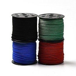 Color mezclado Cable de gamuza sintética plana, encaje de imitación de gamuza, para manualidades hechas a mano, color mezclado, 2.5x1.2 mm, 100 yardas / rodillo