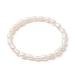 Coquillage De Mer Bracelet extensible en perles de riz naturel pour femme, couleur de coquillage, diamètre intérieur: 2-1/8 pouce (5.5 cm)