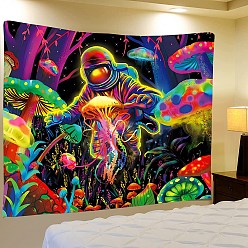 Spaceship Mushroom Polyester Wall Tapestry, Rectangle Trippy Tapestry for Wall Bedroom Living Room, Space Theme Pattern, 1300x1500mm