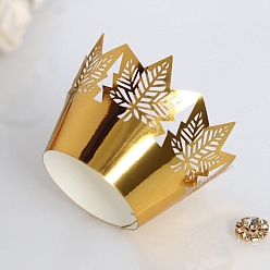 Gold Thanksgiving Day Theme Maple Leaf Paper Baking Cups, Fluted Cupcake Liner, Bakeware Accessoires, Gold, 215x90mm