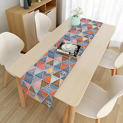 Triangle Eid Mubarak Table Runner Waterproof Rectangle Tablecloths, for Islamic Lantern Ramadan Dinner Party Decorations, Triangle Pattern, 1800x330mm
