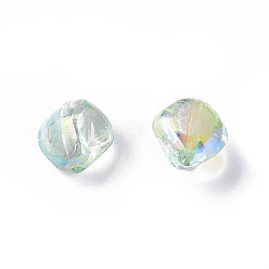 Aigue-marine Perles acryliques transparentes, de couleur plaquée ab , nuggets, aigue-marine, 10.5x10x8mm, Trou: 1.6mm, environ2300 pcs / 500 g