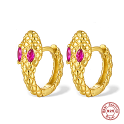 Фуксиновый Серьги-кольца в форме змеи из настоящего золота 18 с покрытием из стерлингового серебра и циркония с микропаве, красно-фиолетовые, 925 мм