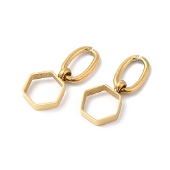 Настоящее золото 14K Ионное покрытие (ip) 304 шестиугольные подвески из нержавеющей стали, с открытыми кольцами прыжковых, реальный 14 k позолоченный, 20 мм, отверстие : 7x3.5 мм