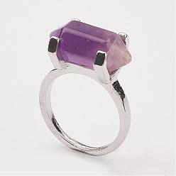 Аметист Природные палец кольца аметист, со сплавочной фурнитурой для кольца, платина, пуля, Размер 8, 18 мм