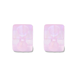 Бледно-Розовый Прозрачные акриловые бусины, с блеском порошок, кубические, розовый жемчуг, 19.5x19x15 мм, отверстие : 4 мм, Около 179 шт / 500 г