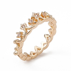 Настоящее золото 14K Прозрачное кубическое кольцо из циркония со звездой в виде короны на палец, стеллаж для латунных украшений для женщин, реальный 14 k позолоченный, размер США 6 (16.5 мм)