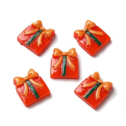 Roja Cabujones navideños de resina opaca, caja de regalo, rojo, 17x15x5 mm