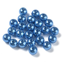 Bleu Ardoise Perles acryliques en nacre d'imitation , teint, ronde, bleu ardoise, 8x7.5mm, Trou: 2mm, environ 1900 pcs / livre