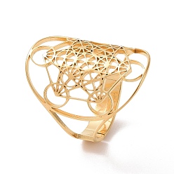 Oro 304 anillo ajustable estrella de david de acero inoxidable, anillo ancho hueco irlandés para mujer, dorado, tamaño de EE. UU. 7 3/4 (18 mm)