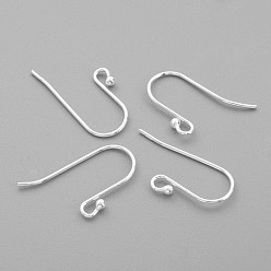 Silver Sterling Silver Earring Hooks, Silver, 20x11mm, Hole: 2mm, 21 Gauge, Pin: 0.7mm