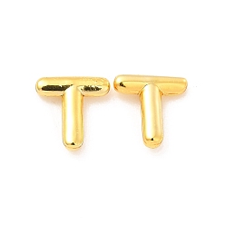 Letter T Brass Hollow Out Initial Letter Stud Earrings for Women, Real 18K Gold Plated, Lead Free & Cadmium Free, Letter.T, 7x6.5x1.5mm, Pin: 0.8mm
