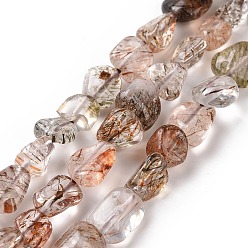 Quartz Rutilated Naturelles quartz rutile brins de perles, nuggets, 6~10.5x6~7.5x4~5mm, Trou: 0.8mm, Environ 50~55 pcs/chapelet, 15.94'' (40.5 cm)