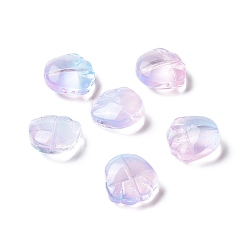 Lilas Perles de verre peintes par pulvérisation transparent, impression de griffe d'ours, lilas, 14x14x7mm, Trou: 1mm