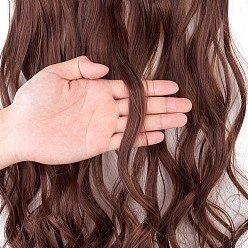 Светло-коричневый 3/4 зажимы волнистые полнотелые, наращивание синтетических волос для волос женские, термостойкое высокотемпературное волокно, Длинные и курчавые волосы, светло-коричневый, 19.6~21.6 дюйм (50~55 см)
