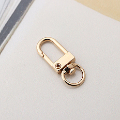 Light Gold Alloy Swivel Clasps, Lanyard Push Gate Snap Clasps, Light Gold, 3.3x1.3x0.5cm, Hole: 10x7mm