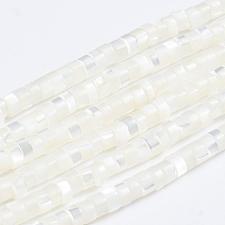 White Natural Trochid Shell/Trochus Shell Beads Strands, Column, White, 3.5~4x2~2.5mm, Hole: 0.8mm, about 176pcs/strand, 15.94 inch(40.5cm)