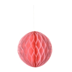 Pink Boule de papier en nid d'abeille, lanterne de papier, avec du fil de coton, pour le mariage et la décoration de fête d'anniversaire, rose, 355mm