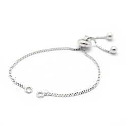 Platinum Rhodium Plated 925 Sterling Silver Chain Bracelet Making, Slider Bracelets Making, Platinum, 4-3/4 inch(12cm), Hole: 2mm, Single Chain Length: about 6cm