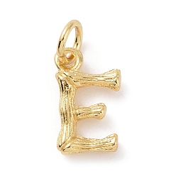 Letter E Brass Pendants, with Jump Ring, Golden, Letter Charm, Letter E, 12x6x2mm, Hole: 3mm