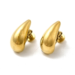 Золотой 304 серьги-гвоздики из нержавеющей стали для женщин и мужчин, слеза, золотые, 17x8.5x15 мм