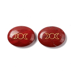 Red Jasper Natural Red Jasper Healing Massage Palm Stones, Pocket Worry Stone, for Anxiety Stress Relief Therapy, Oval with Triple Moon, 33x43x11~12mm