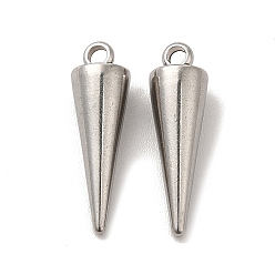 Stainless Steel Color 201 Stainless Steel Pendants, Cone Charm, Stainless Steel Color, 18.5x5.5mm, Hole: 1.5mm