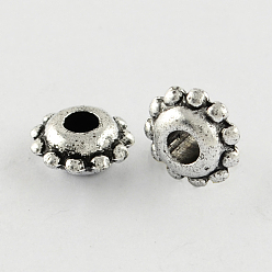 Antique Silver Plated Antique Acrylic Spacer Beads, Flat Round, Antique Silver Plated, 8.5x4mm, Hole: 3mm, about 4260pcs/500g